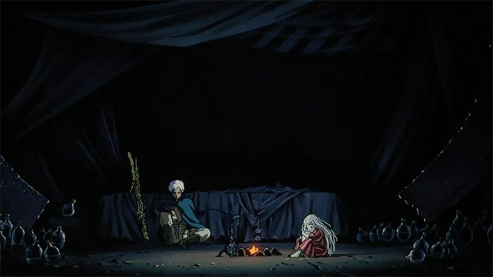 Angel's Egg filmindeki erkek ve kız mağarada