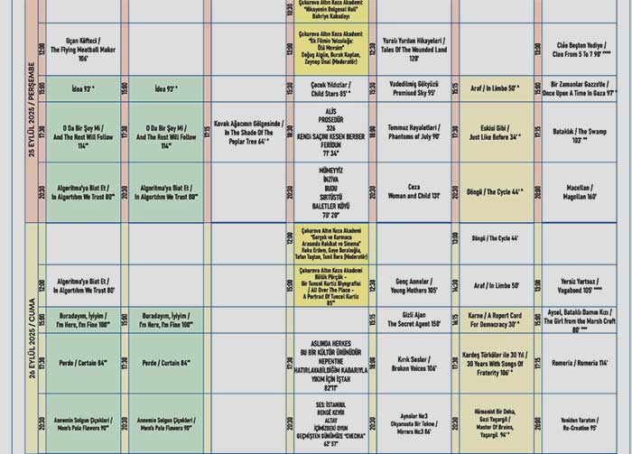 2025 yılı 32. Adana Altın Koza Film Festivali programı 25,26 Eylül tarihleri