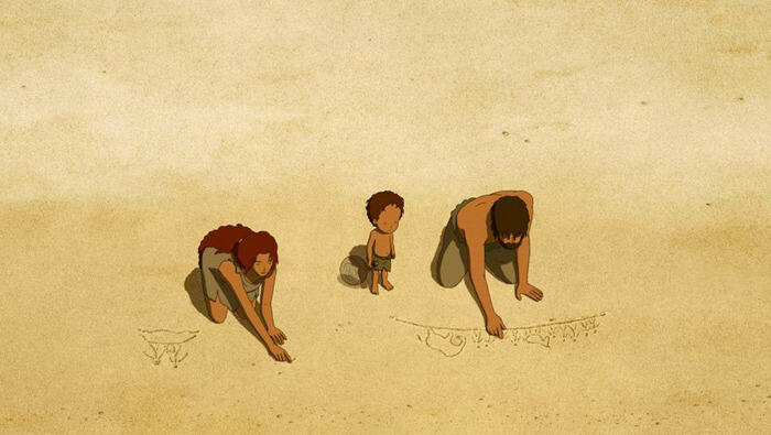 The Red Turtle, Kırmızı Kaplumbağa animesi adam, oğlan ve kadın. 