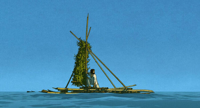 The Red Turtle, Kırmızı Kaplumbağa animesi sandal ve adam